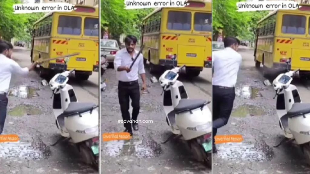 Owner Claims His Ola Scooter Tried to Kill Him Owner Claims His Ola Scooter Tried to Kill Him, Hits it with Stick